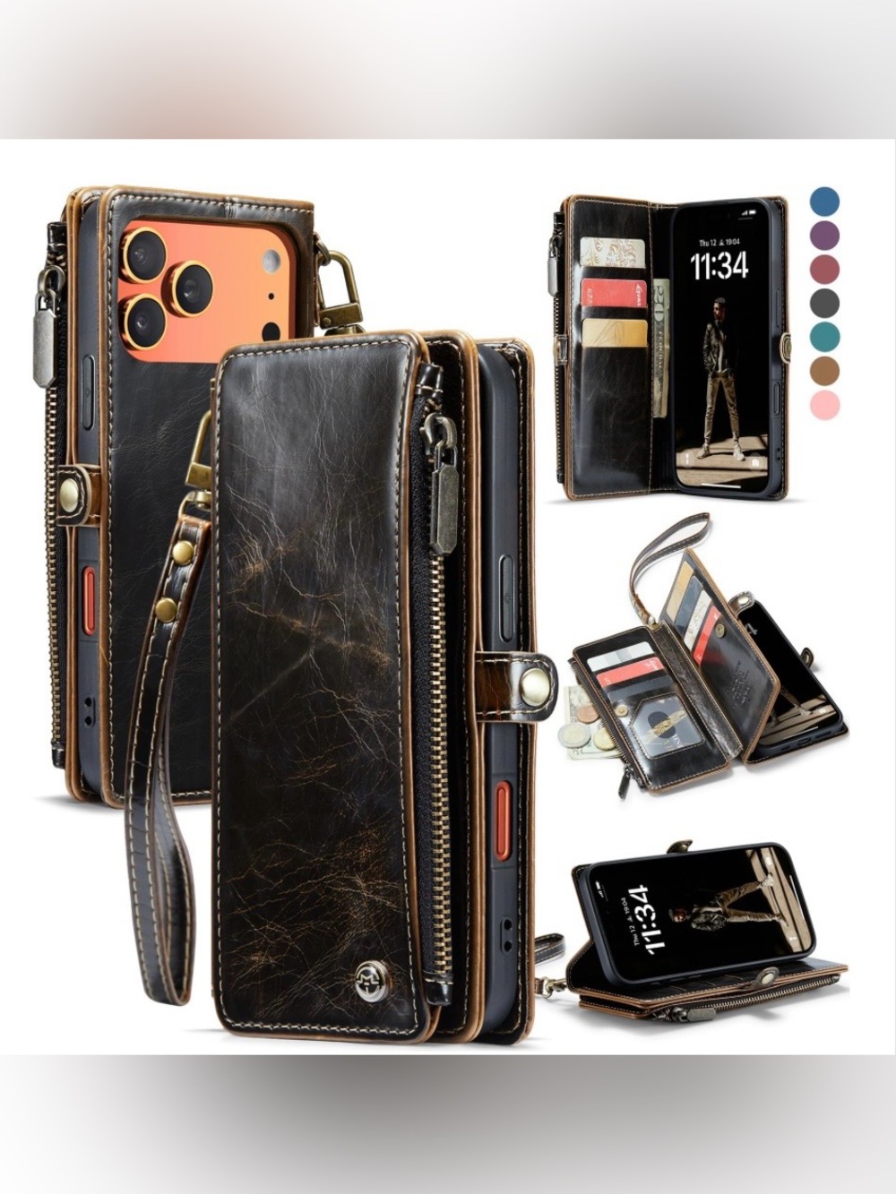 iPhone 17 PRO MAX Wallet Case 6.9 Pu Leather - COFFEE